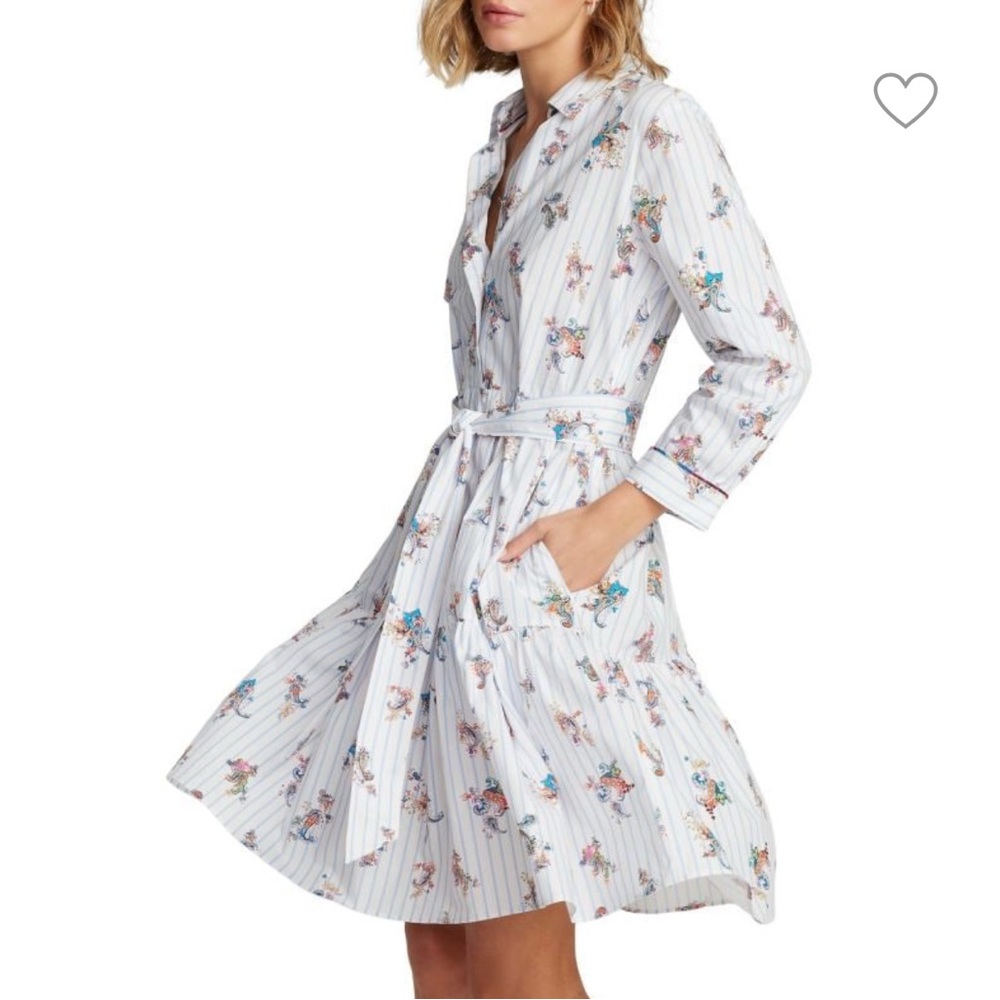 ROBERT GRAHAM Paloma Belted Cotton Mini Shirt Dress sz 10 nwt